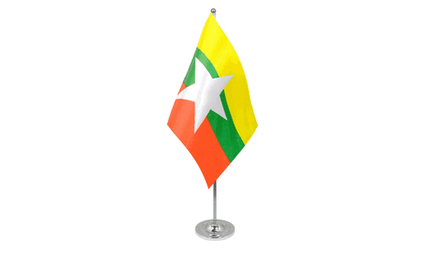 Myanmar New (Burma) Satin Table Flag
